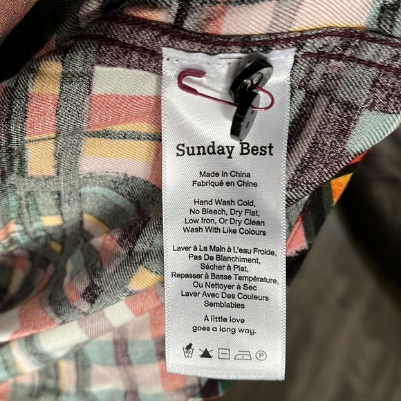 Aritzia Sunday Best Multicolour Button Down Blouse size Small - Picture 4 of 5